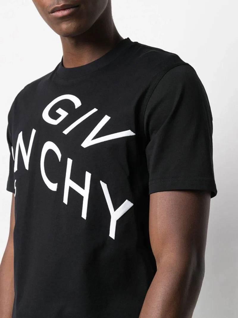 Givenchy Refracted Design Logo Embroidered Oversized Fit T-Shirt in Black