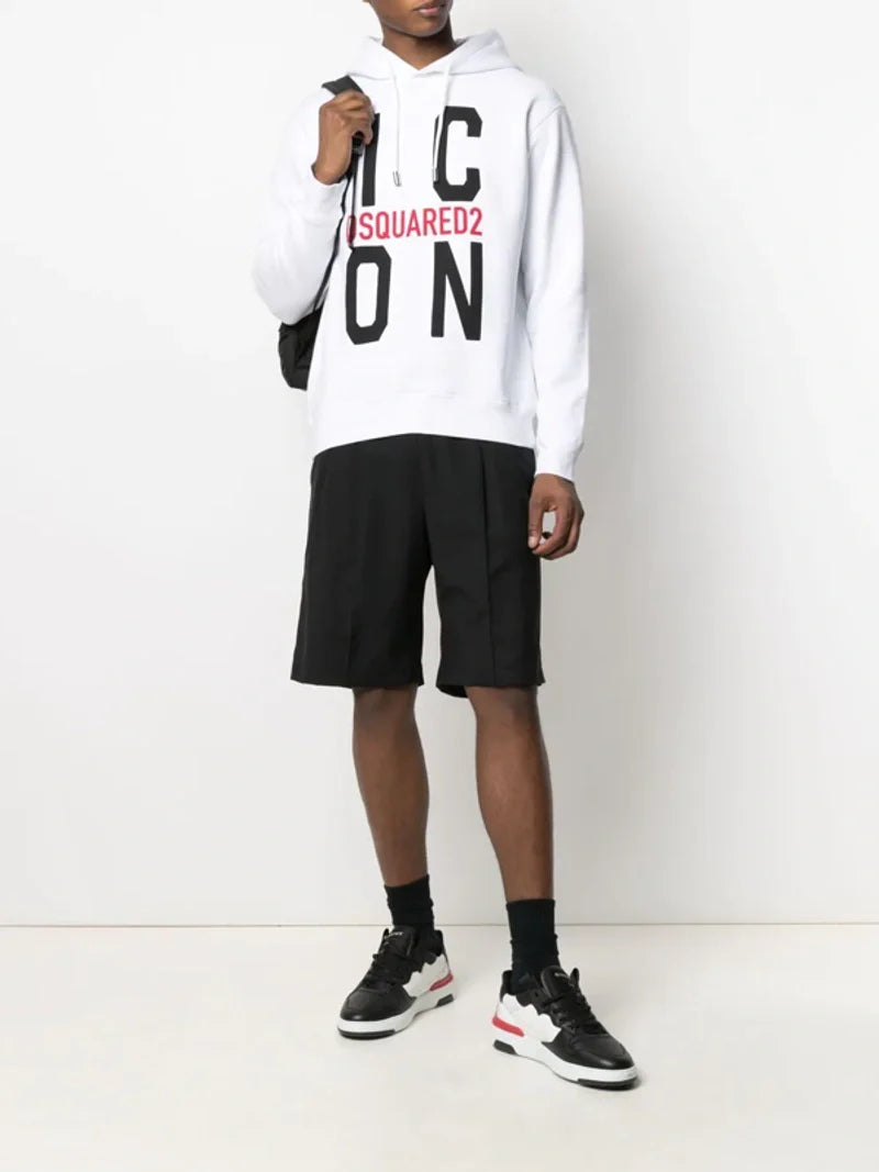 Dsquared2 Big Icon Printed logo Hoodie in White