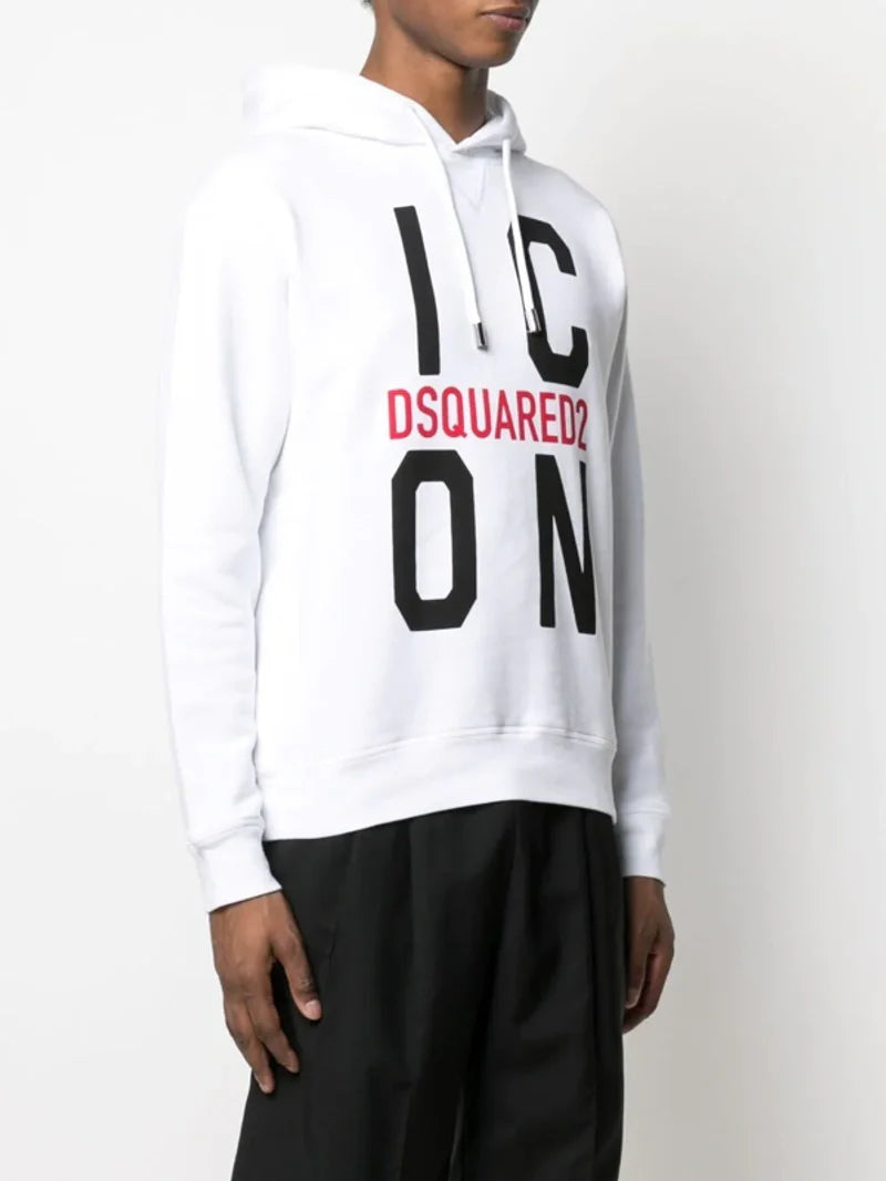 Dsquared2 Big Icon Printed logo Hoodie in White