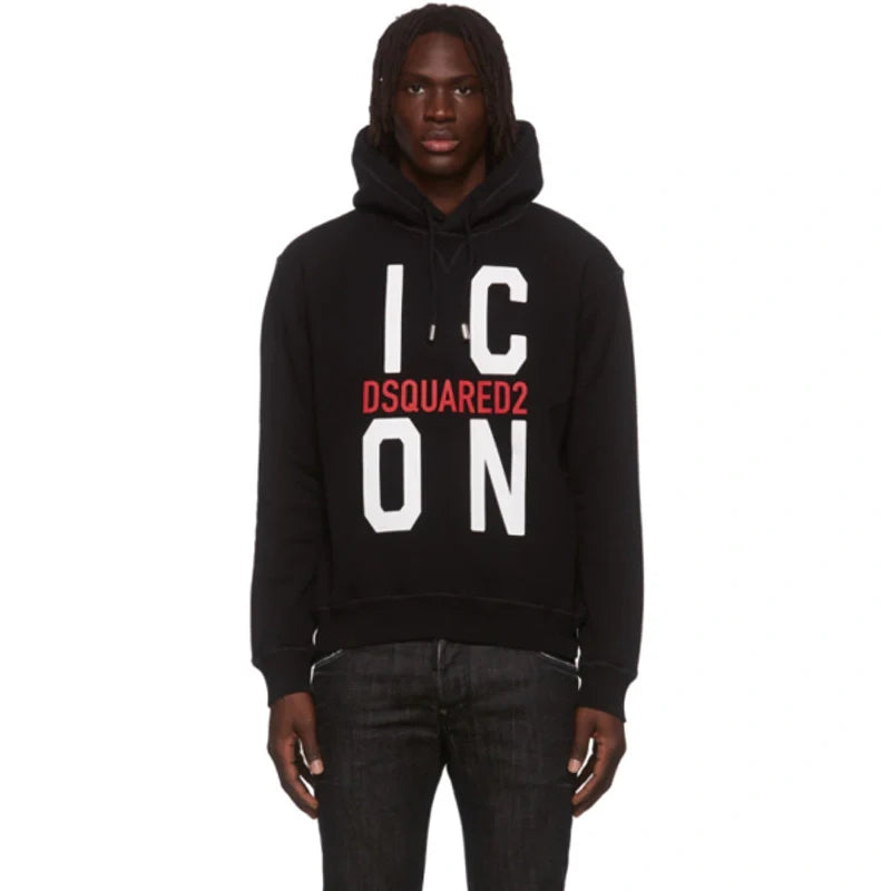 Dsquared2 Big Icon Printed logo Hoodie in Black