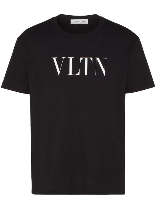 Valentino White Bold VLTN Print Logo T-Shirt in Black