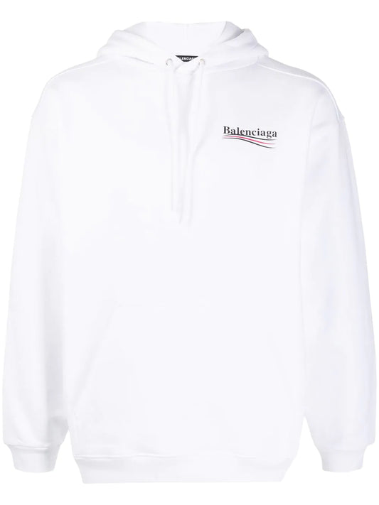 Balenciaga Political Campaign Logo Hoodie in White