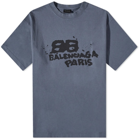 Balenciaga Hand Draw BB Icon Logo T-Shirt in Blue