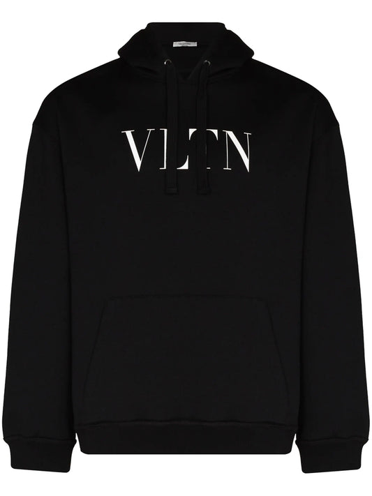 Valentino Garavani VLTN Logo Print Hoodie in Black