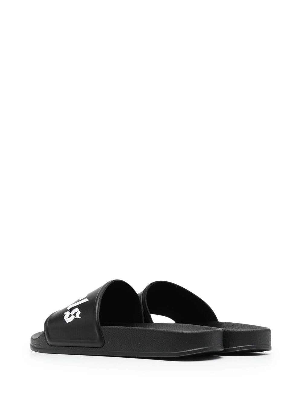 Palm Angels Logo-Print Sliders in Black