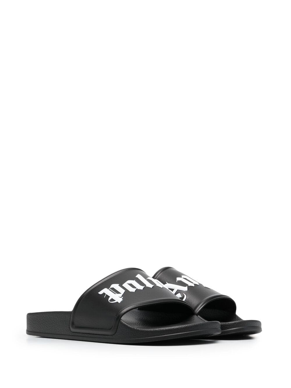 Palm Angels Logo-Print Sliders in Black