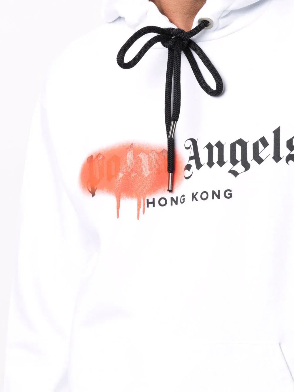 Palm Angels Red Spray Hong Kong Hoodie White