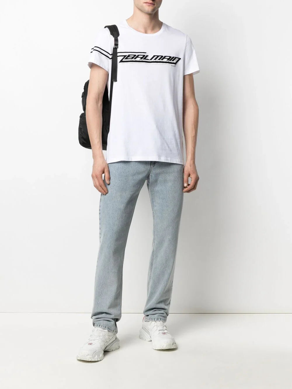 Balmain 3D Flocked Logo T-Shirt in White