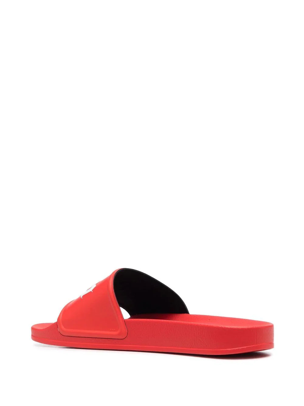 Palm Angels Logo Print Pool Sliders in Red