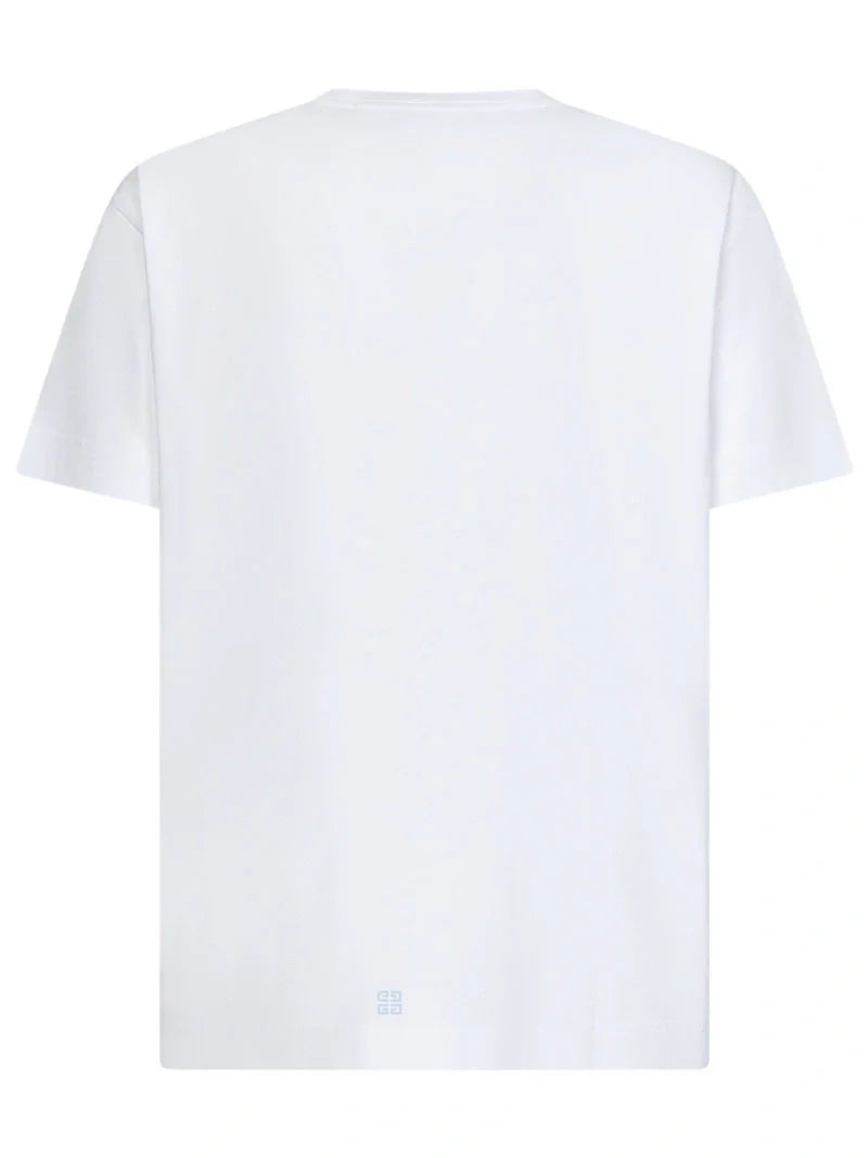 Givenchy 4G Stars Blue logo printed Slim Fit T-Shirt in White