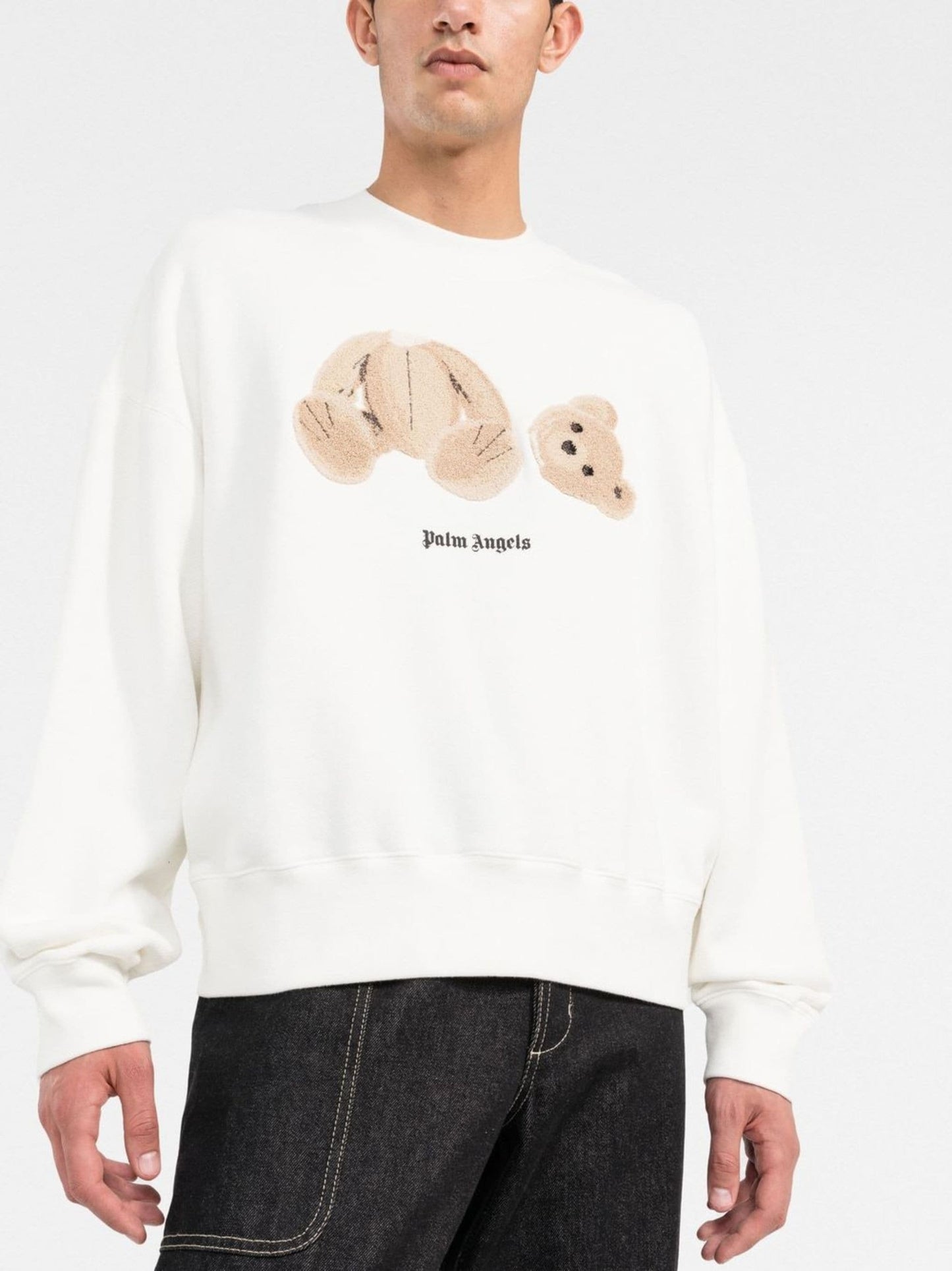 Palm Angels Bear Crew Neck Sweatshirt White