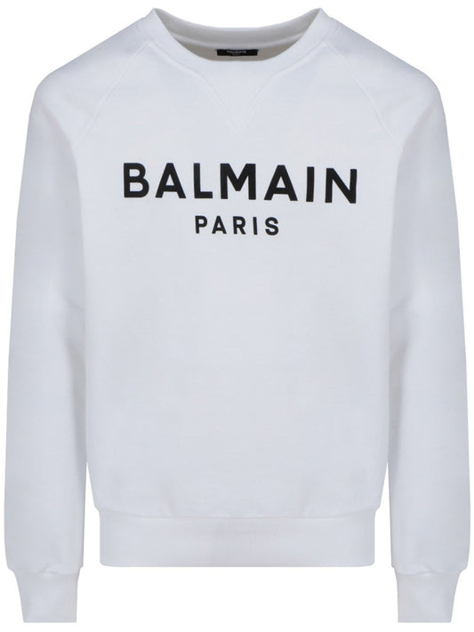 Balmain Paris Logo Printed Sweatshirt in White