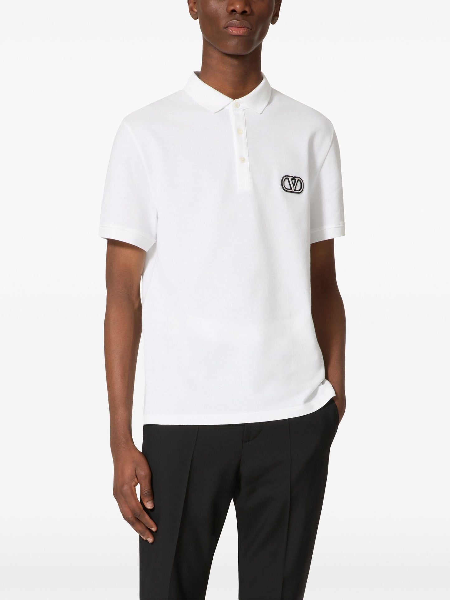 Valentino VLOGO Signature Patch Polo in White