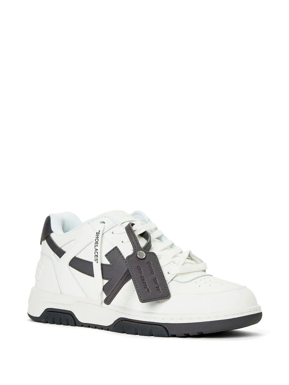 Off-White Out of Office Leather Low Top Trainers in White & Grey