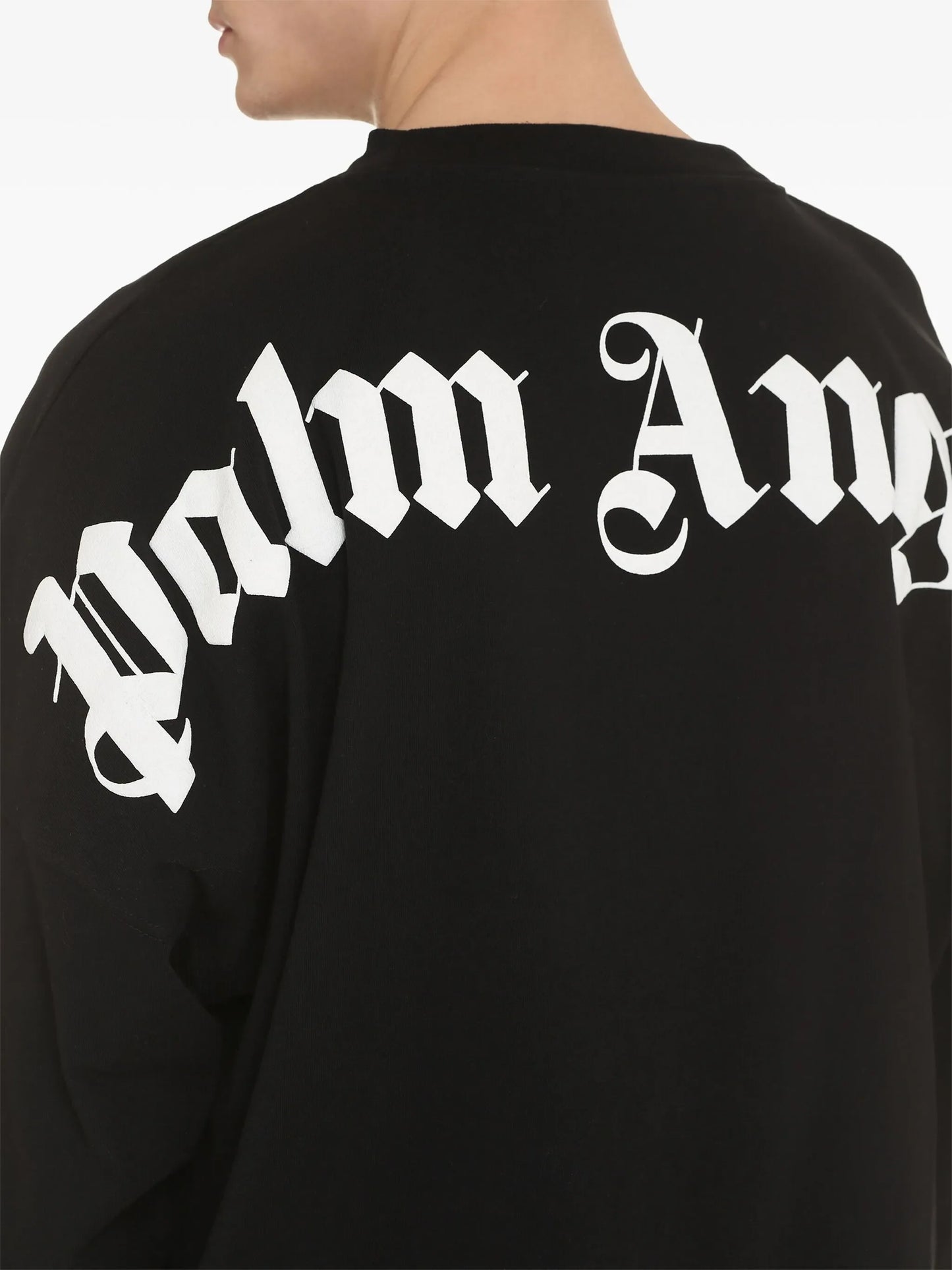 Palm Angels Classic Logo Print Long Sleeved T-Shirt in Black