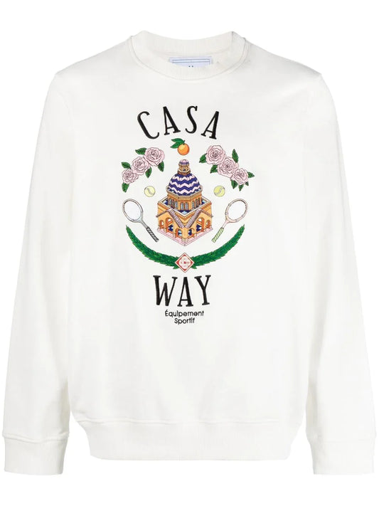 Casablanca Casa Way Embroidered Sweatshirt in White