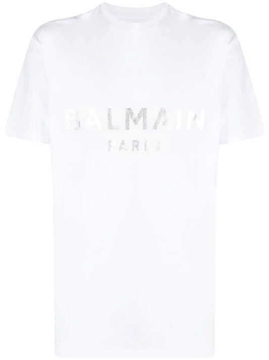 Balmain Silver Print T-Shirt in White