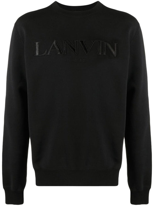 Lanvin Paris Logo Embroidered Sweatshirt in Black