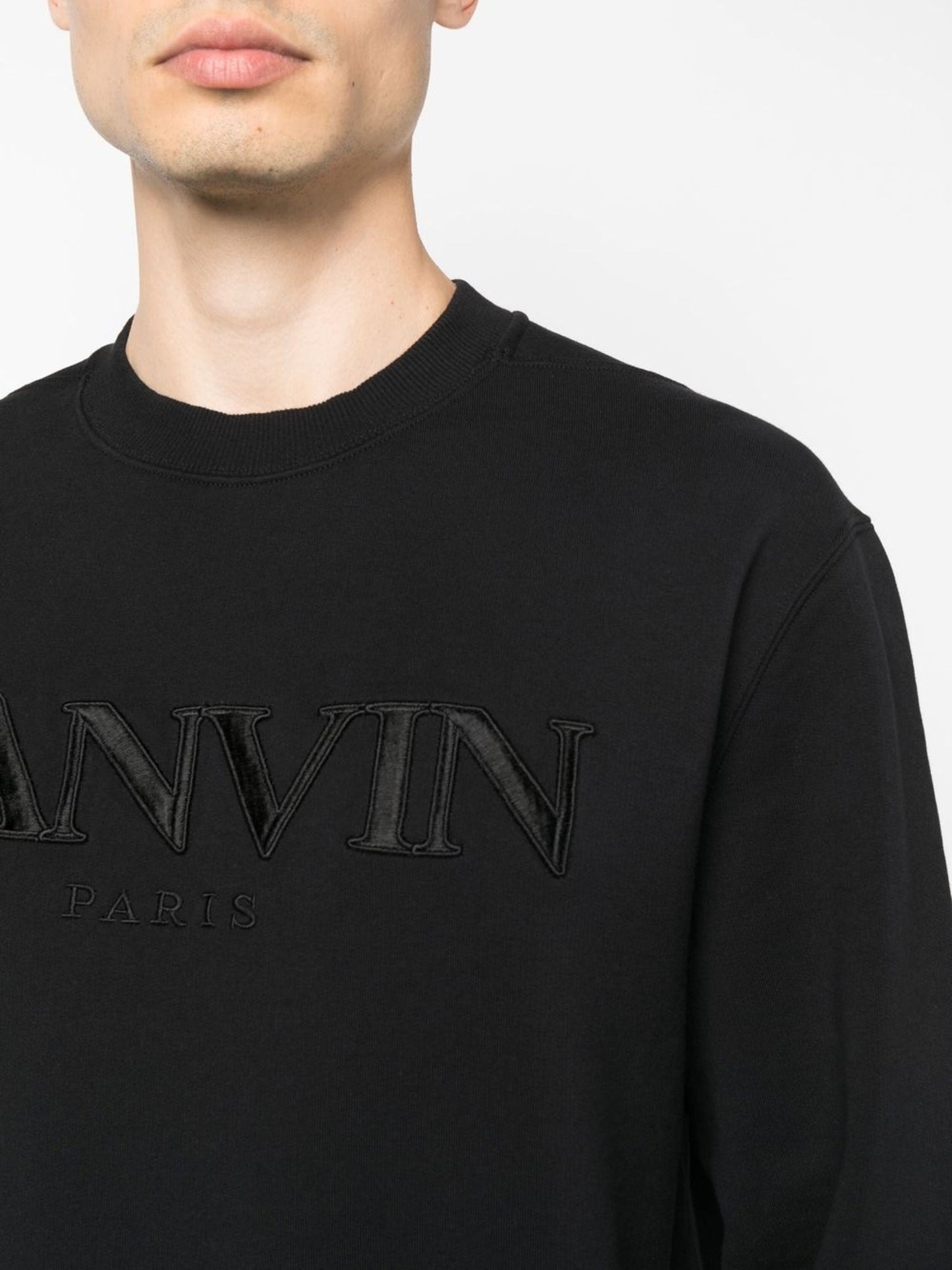 Lanvin Paris Logo Embroidered Sweatshirt in Black