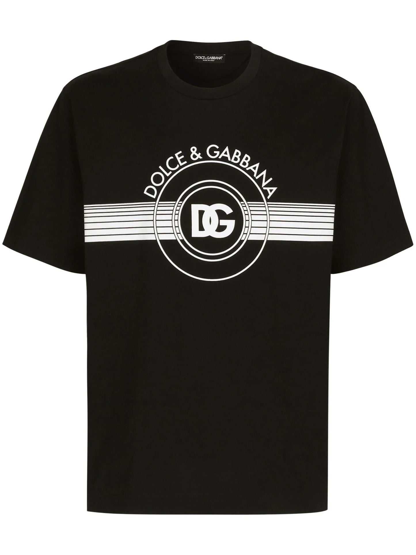 Dolce & Gabbana Interlock DG Logo Print Black T-Shirt