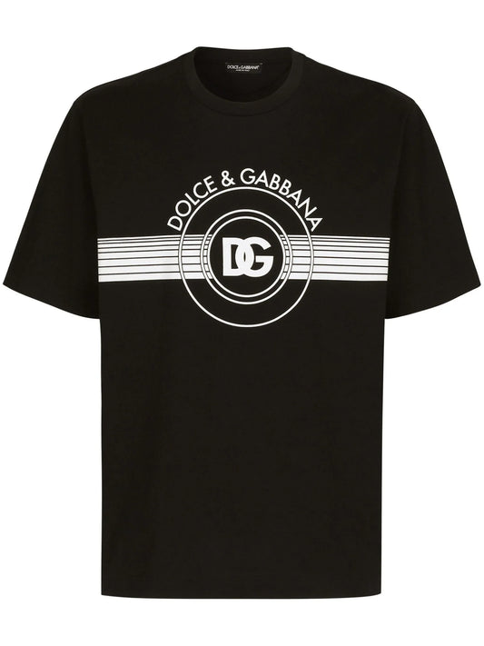 Dolce & Gabbana Interlock DG Logo Print Black T-Shirt