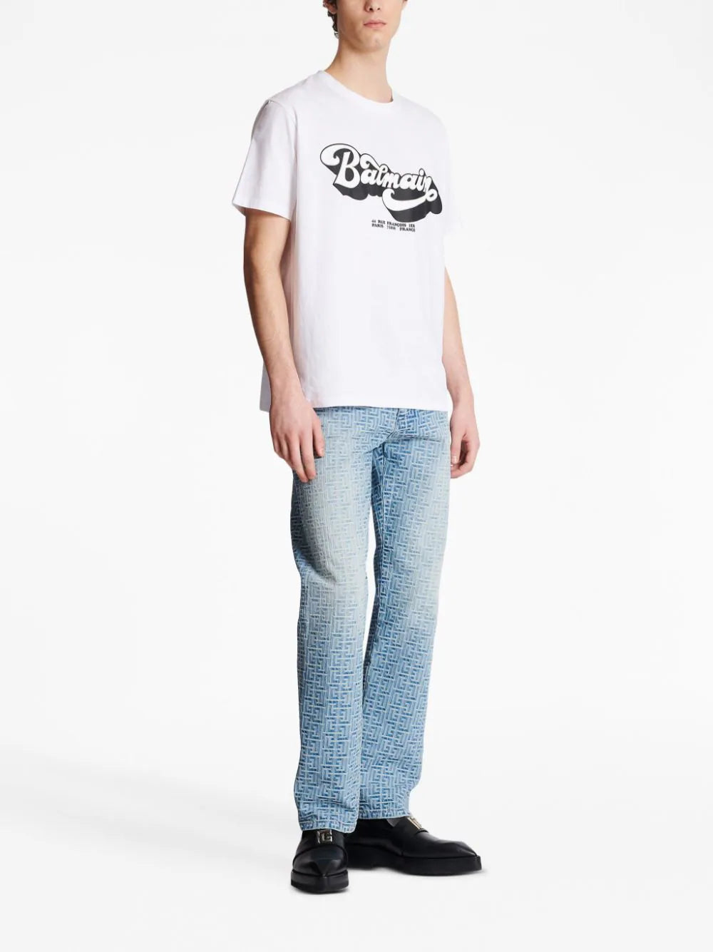 Balmain 70s Logo Print T-Shirt in White