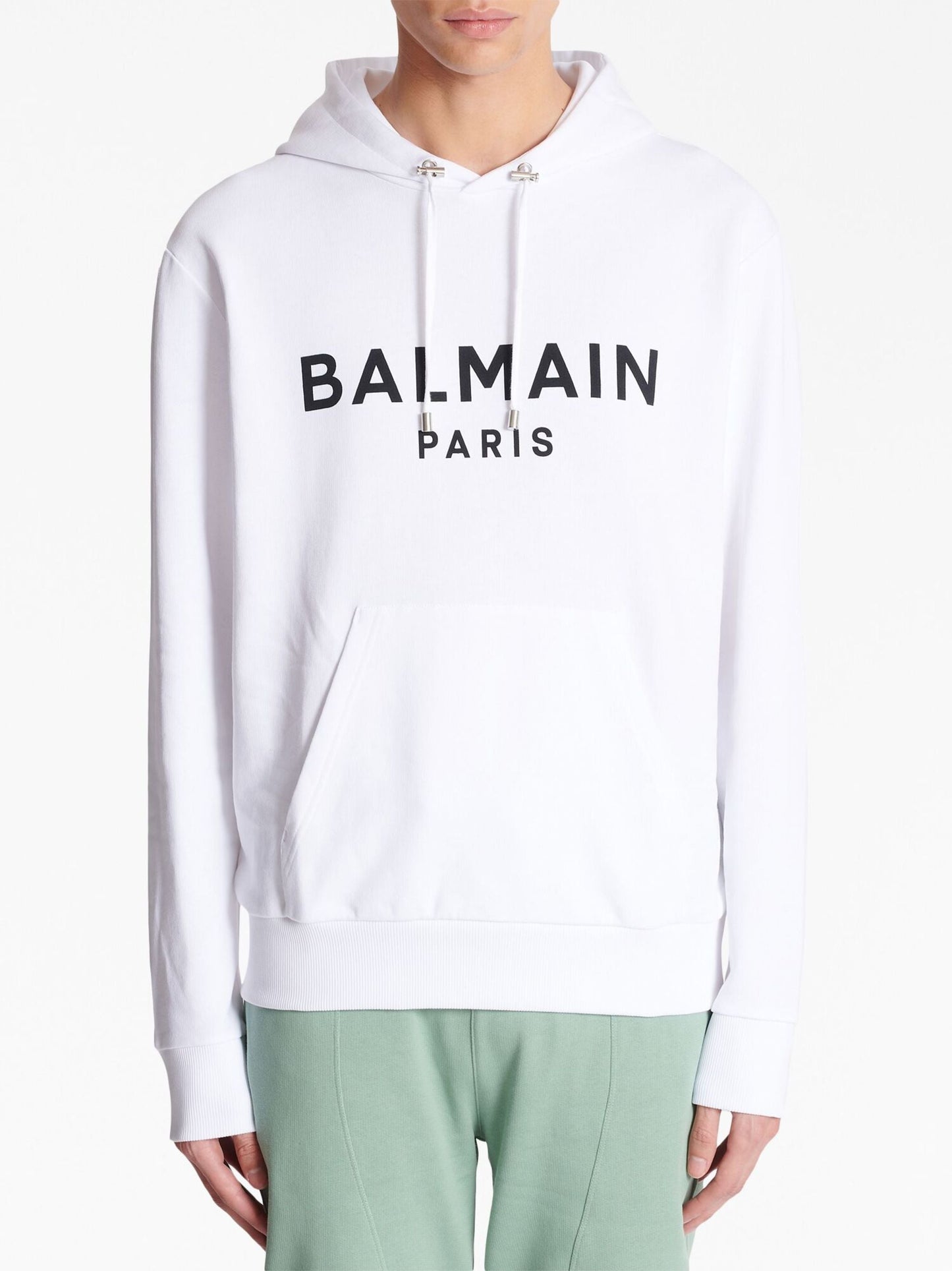 Balmain Paris Logo Printed Hoodie in White