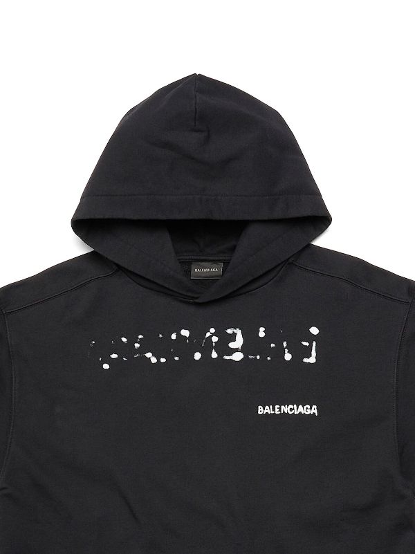 Balenciaga Hand Drawn-logo Cotton Hoodie Black