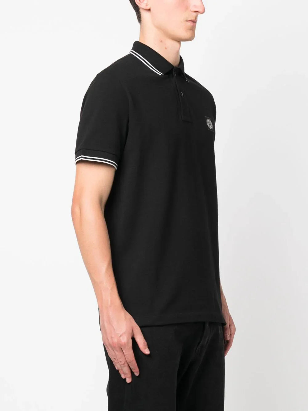 Stone Island Compass Patch Logo Polo in Black