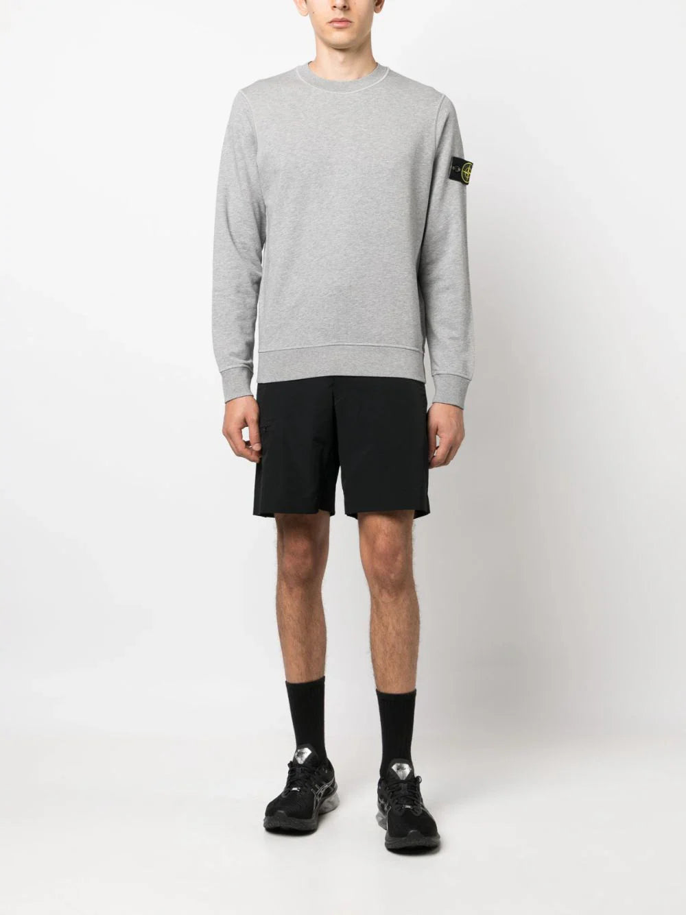 Stone Island Compass Patch Cotton Sweatshirt in Grey