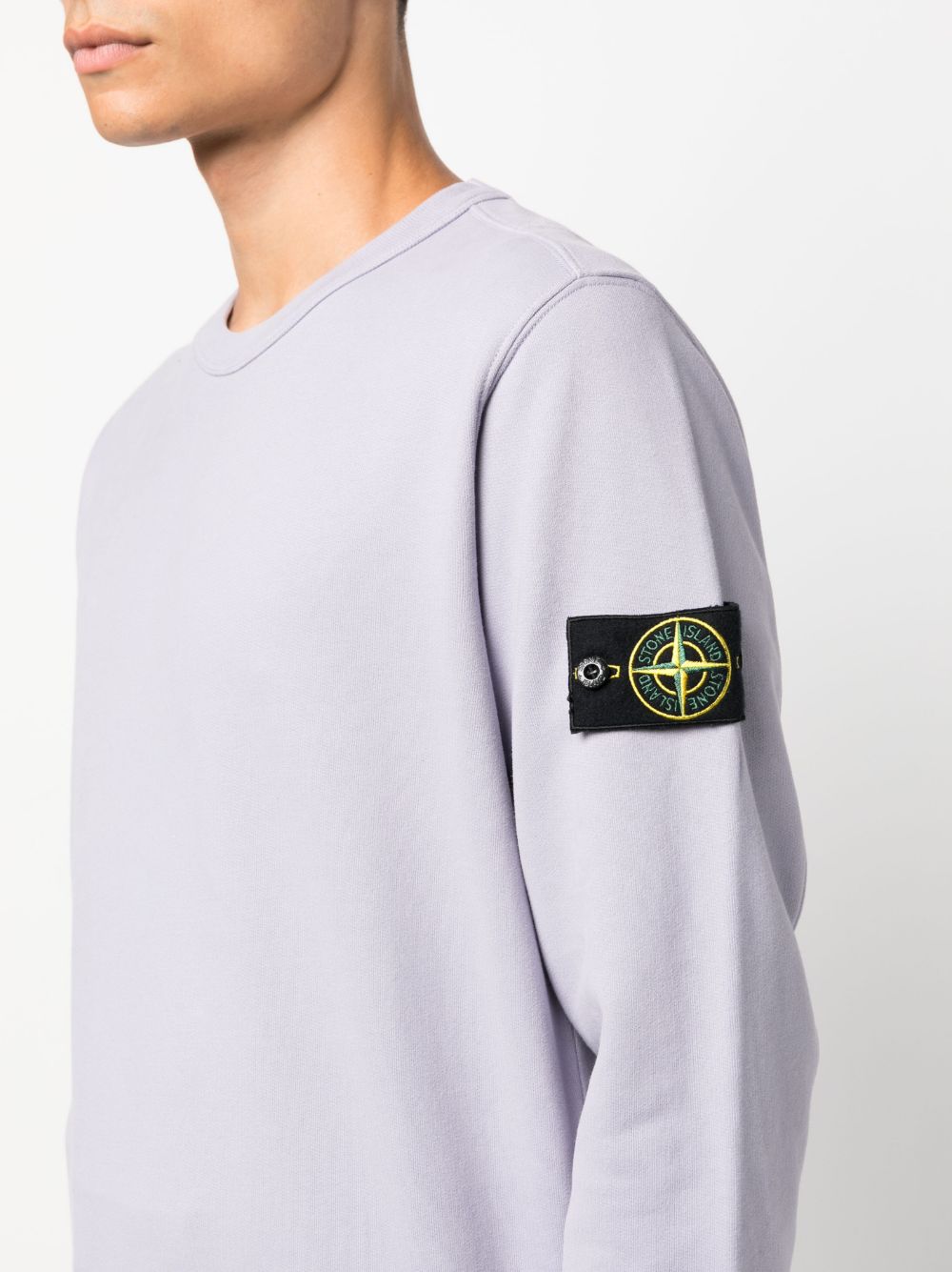 Stone Island Compass Motif Jersey Fleece Sweatshirt in Lilac Purple