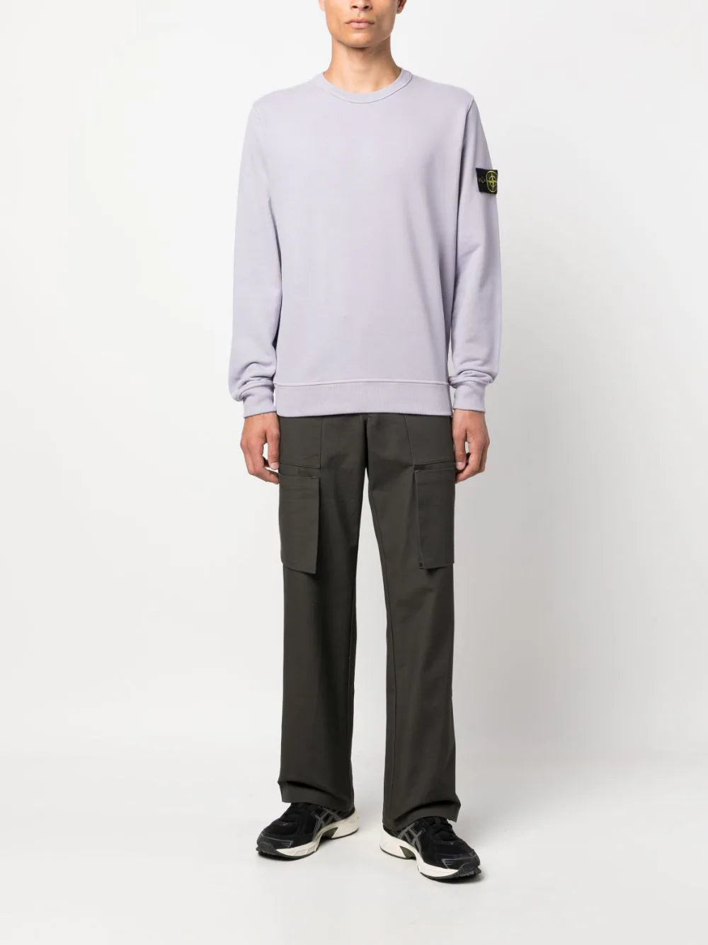 Stone Island Compass Motif Jersey Fleece Sweatshirt in Lilac Purple