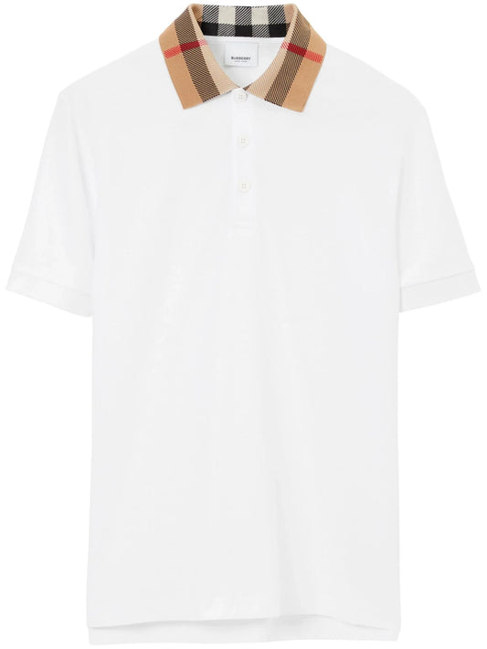 Burberry Vintage Check Print Collar Polo Shirt in White