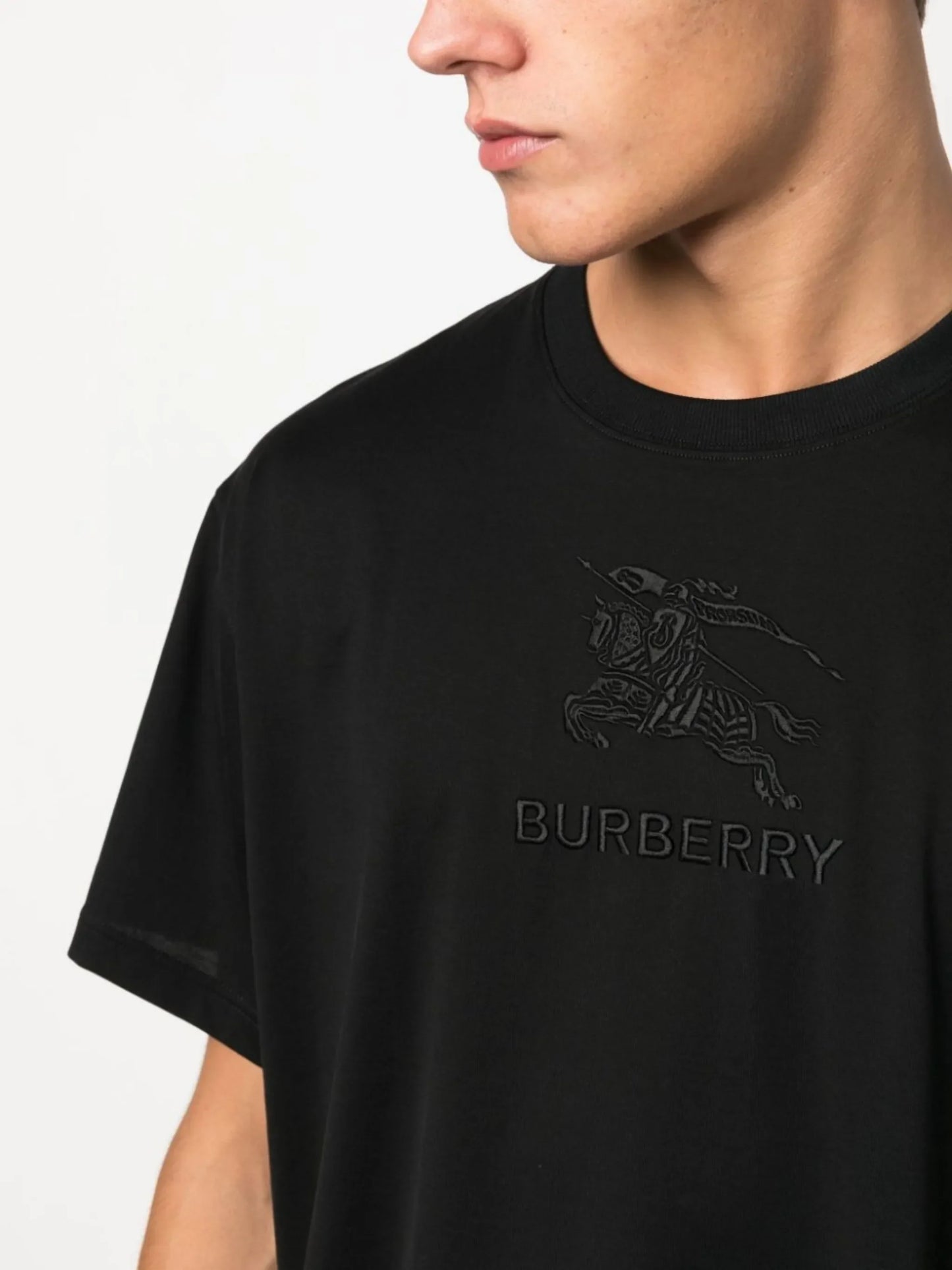 Burberry EKD Logo Embroidered T-Shirt in Black