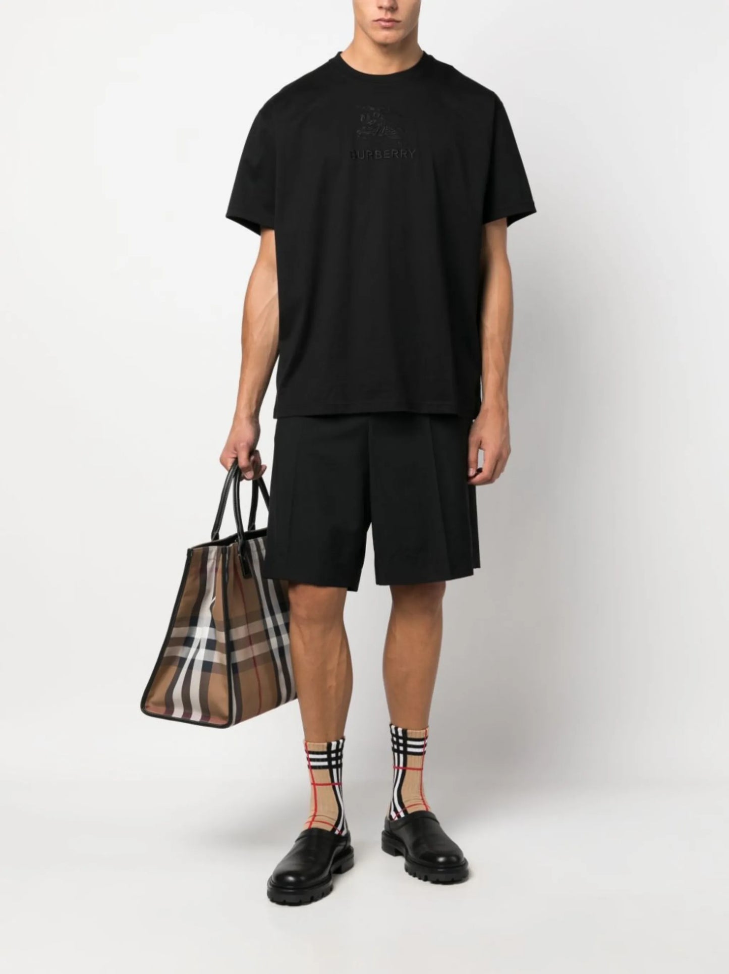 Burberry EKD Logo Embroidered T-Shirt in Black