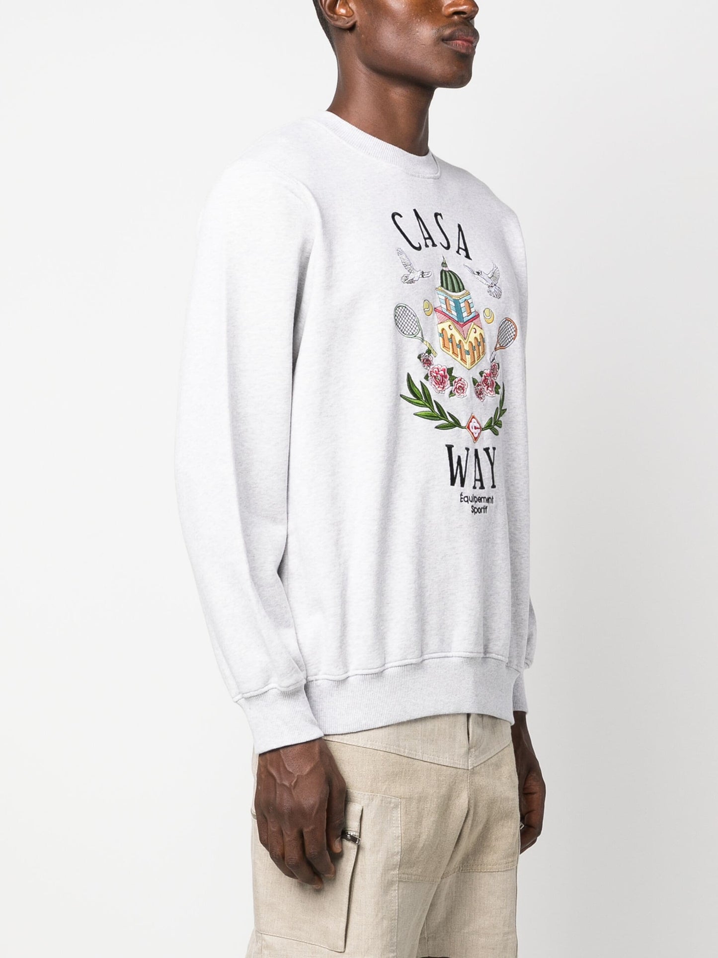 Casablanca Casa way Embroidered Sweatshirt in Grey