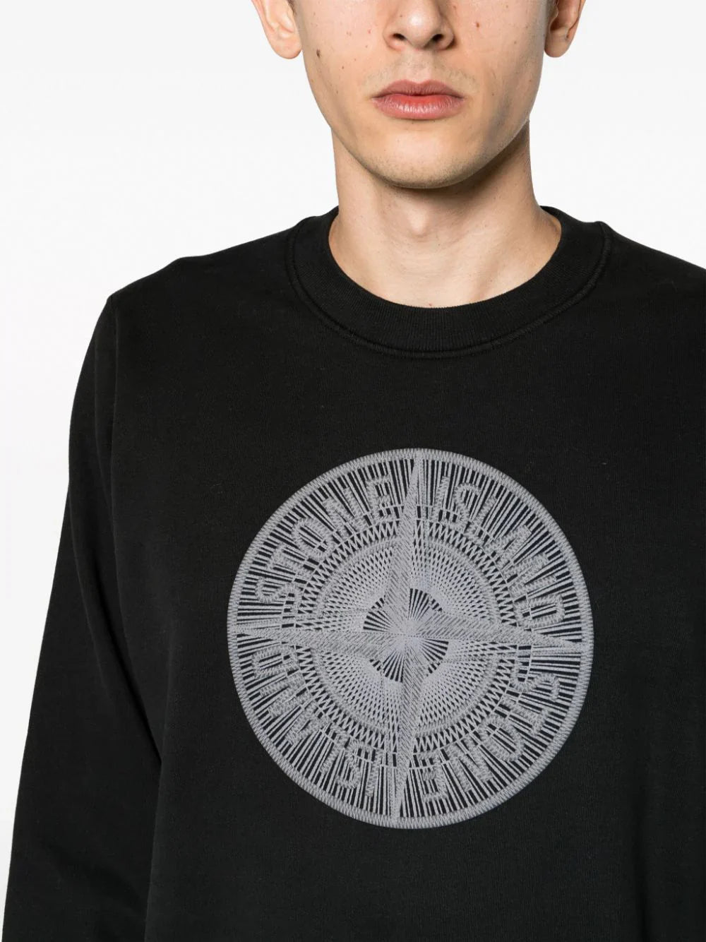 Stone Island Industrial One Compass Circle logo Sweatshirt in Black