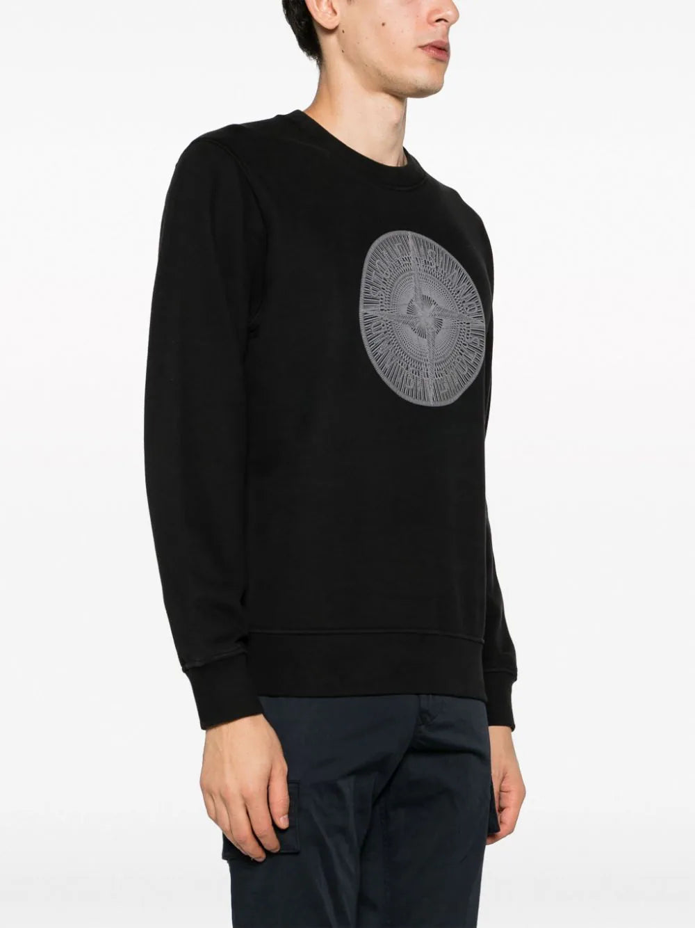 Stone Island Industrial One Compass Circle logo Sweatshirt in Black