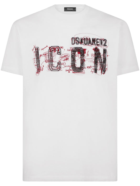 Dsquared2 Scribble Icon Printed T-Shirt in White