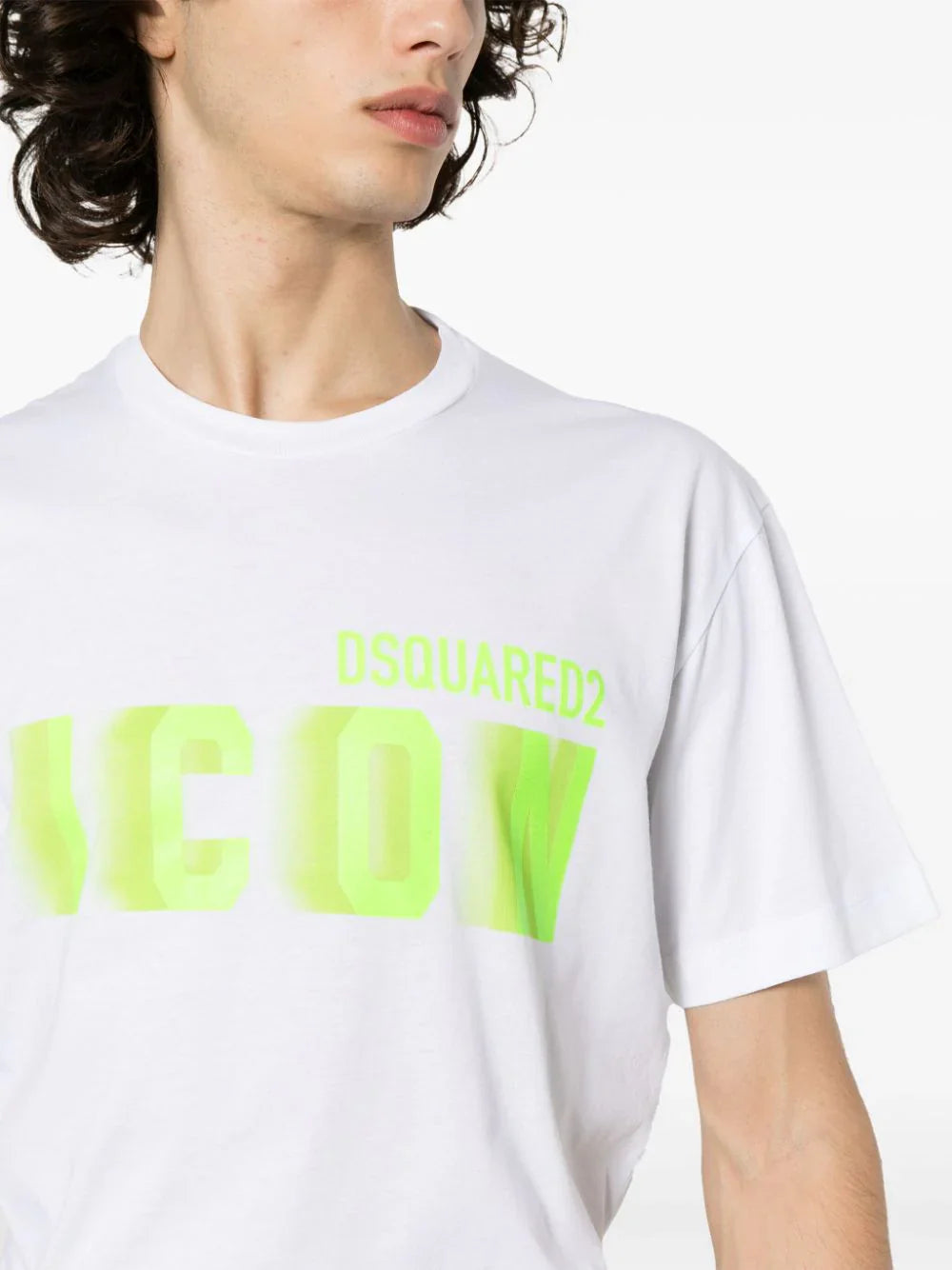 Dsquared2 Icon Blur Cool Green logo Cotton T-Shirt in White