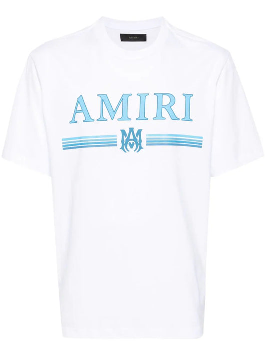 Amiri MA Bar Blue Logo Printed T-Shirt in White