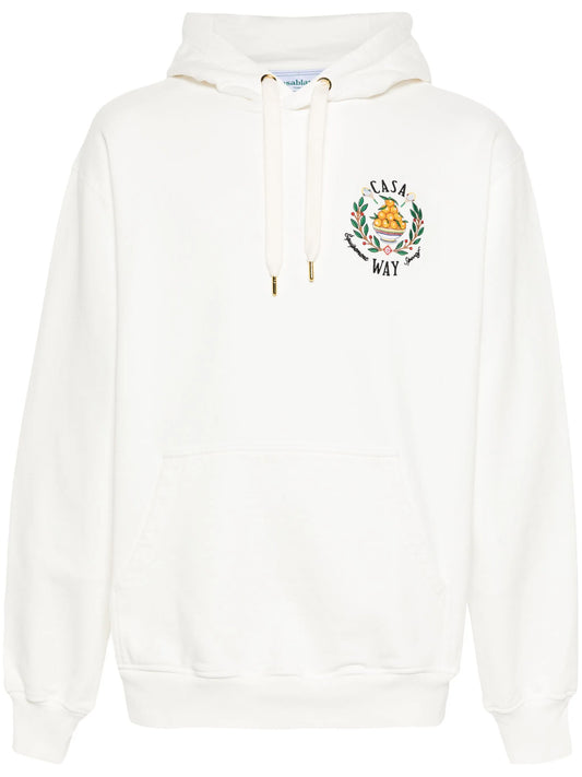 Casablanca Casa Way Bowl of Oranges Embroidered Hoodie in White