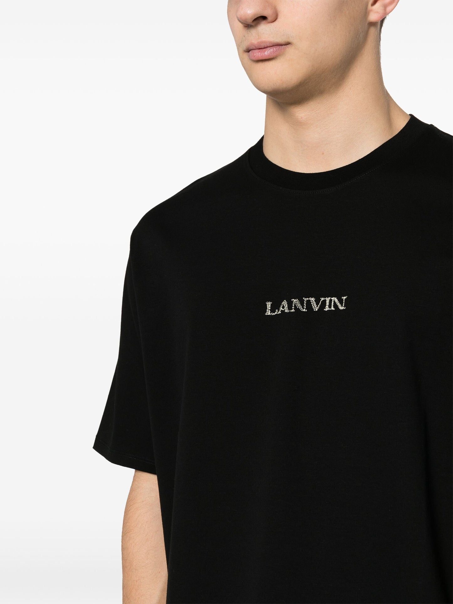 Lanvin Embroidered Small Logo T-Shirt in Black