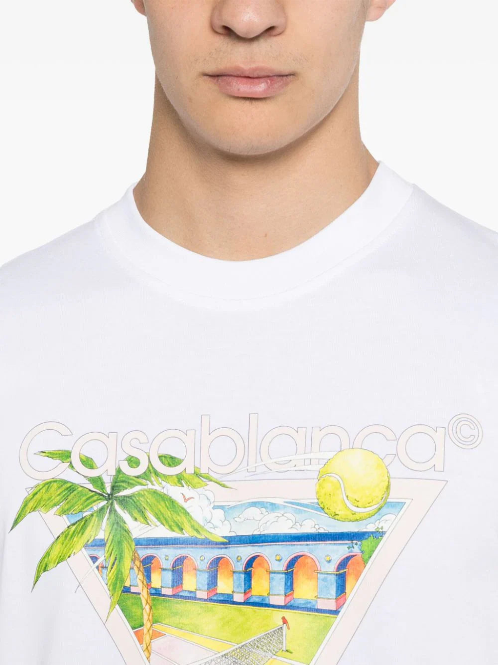 Casablanca Tennis Club Icon Printed T-Shirt in White