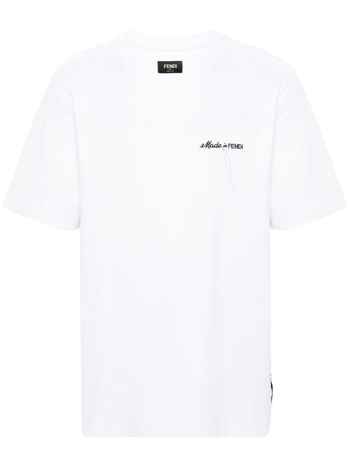 Fendi Made in Fendi Embroidered T-Shirt in White