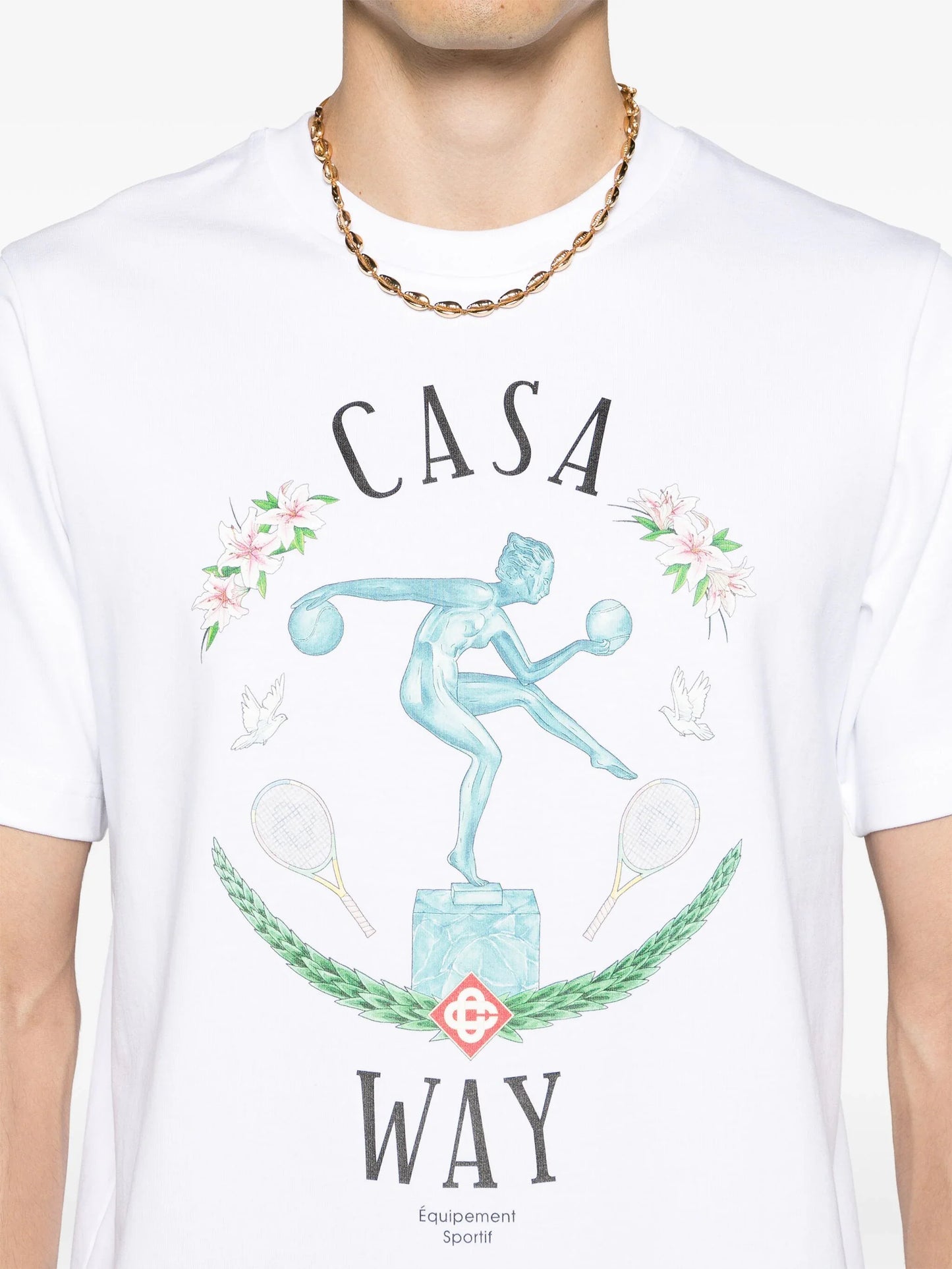 Casablanca Statue En Marbe Printed T-Shirt in White