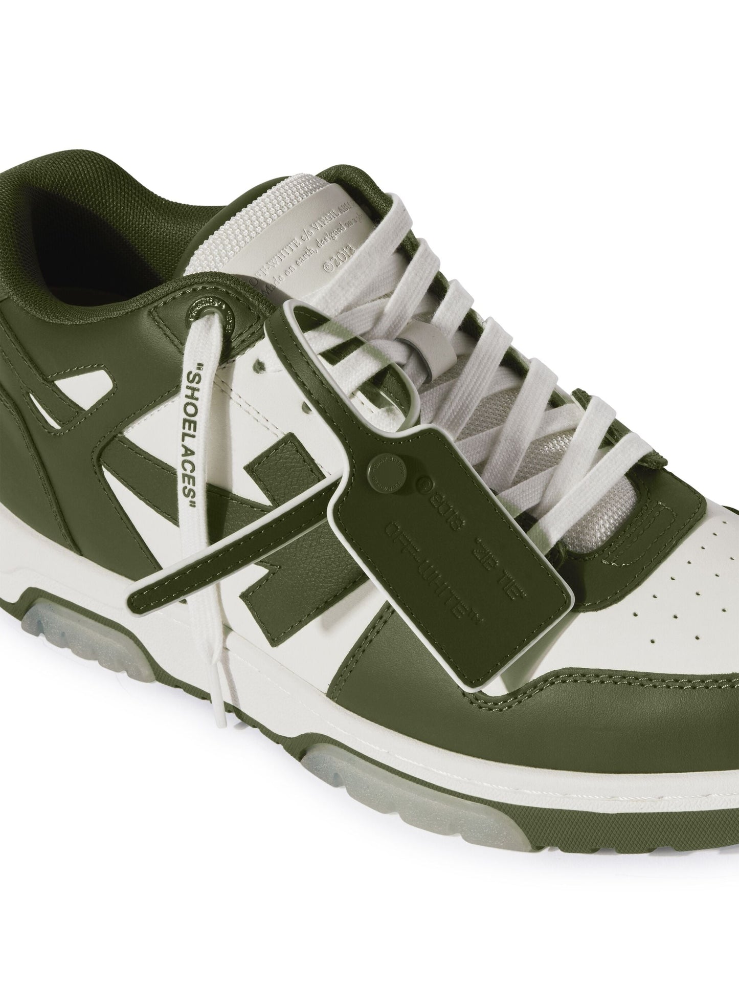 Off-White Out of Office Low Top Trainers in Dark Green/White