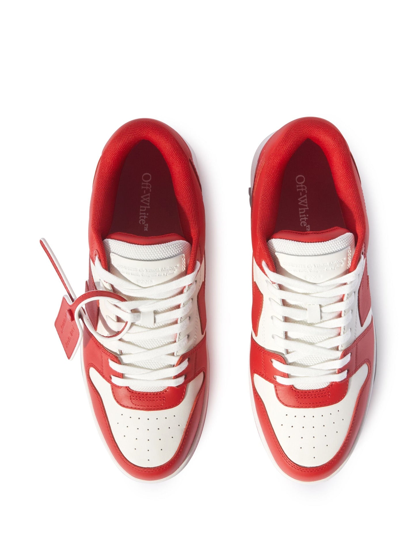 Off-White Out of Office Low Top Leather Trainers in Red/White