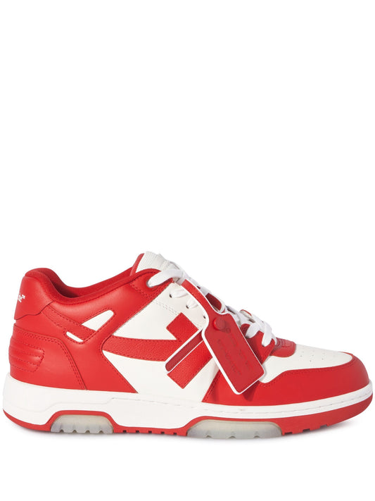 Off-White Out of Office Low Top Leather Trainers in Red/White