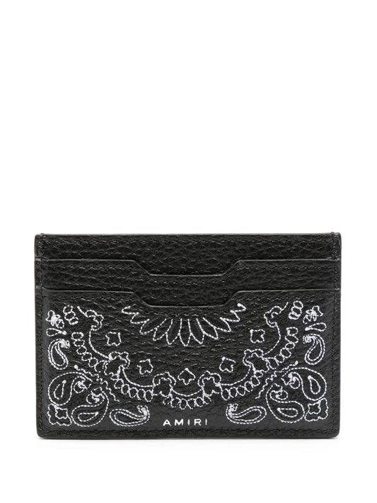 Amiri Pebbled Bandana Card Holder in Black